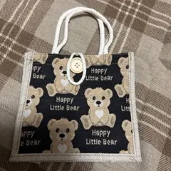 ミニバック　ミニトート　手提げ　くま　黒　ブラック　小型　かわいい　ノーブランド