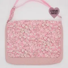 ハンドメイド 図書袋 女の子 ショルダーバッグ ななめ掛け 花 花柄 ピンク