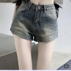 デニムショートパンツ　ウォッシュ