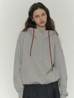 グレー フード付き スウェットパーカー