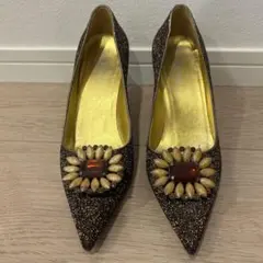 ミュウミュウ　ビジュー付きパンプス