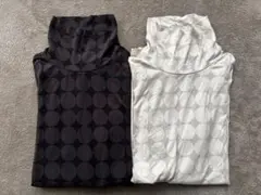 ユニクロ マリメッコ ヒートテック タートルネック160 ダークグレー ホワイト