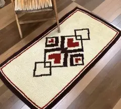 136x72モロッコ絨毯ヴィンテージ ラグナチュラルウール ふわふわラグ