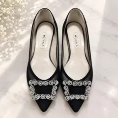 ダイアナ　スクエアバックル　シースルー　フラットパンプス　23