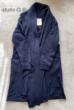 studio CLIPネイビー ロングニットカーディガン