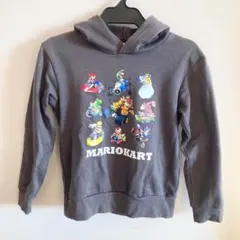 【130サイズ】 マリオ 裏起毛 パーカー トレーナー フード付き グレー