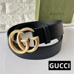 GUCCI グッチ　ブラックレザー ダブルGロゴバックル ベルト