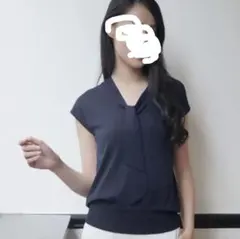 クリーニング済み cccmalie リボンスキッパーニット 38 ネイビー