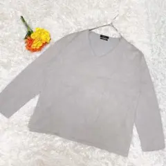 【セブンアイディコンセプト】 Vネックニット 日本製 グレージュ(F)