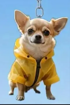 チワワ　黄色服　おすわり　キーホルダー　オーナメント　ストラップ