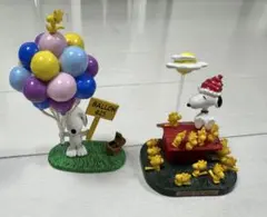 スヌーピー フィギュア 2個セット 風船と月夜のウッドストック