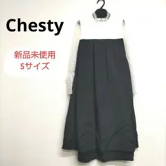 【新品タグ付】Chesty チェスティ ドットチュールタフタワンピース ホワイト