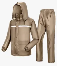 レインウェア 上下セット XL レインバイザー リュック 反射 自転車 カーキ