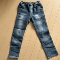 デニム スリムフィットパンツ レース装飾付き130