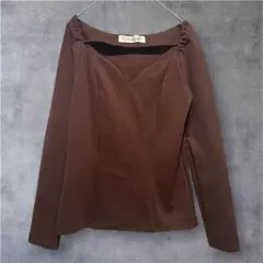 【スナイデル】 Snidel デコルテデザインカットソー ブラウン Fのサムネイル