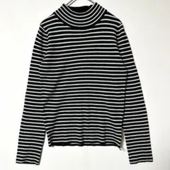 セシルマクビー ボーダーリブニット 長袖 M 黒白 ハイネック Y