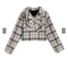 リボン付きチェック柄ツイードジャケット grl
