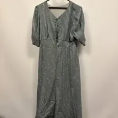 エニシス　グレー 花柄 パフスリーブ ワンピースのサムネイル