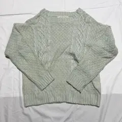 mouth valley 薄いグリーン ケーブル編みセーター