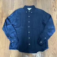 （K25570）INHERIT リネン 長袖シャツ M ネイビー