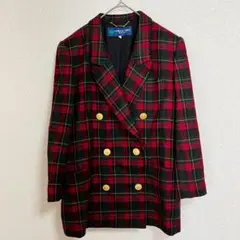美品 CARA O CRUZ チェック柄 ダブルジャケット イタリア製生地