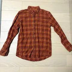 UNIQLO チェック柄 長袖ネルシャツ オレンジ Sサイズ