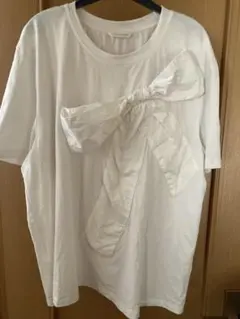 ZARA フロントリボン 半袖Tシャツ ホワイトのサムネイル