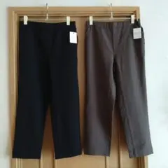 【未使用】レディースパンツ《ブラック＆モカブラウン》２本組　Ｌ　股下６４cm