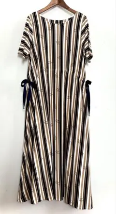 MUSE BY ROCHAS レリアン◆サイドリボンストライプワンピースのサムネイル