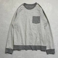 スウェット/ユニセックス/ゆったり/胸ポケット/ラグラントップス/グレー/M
