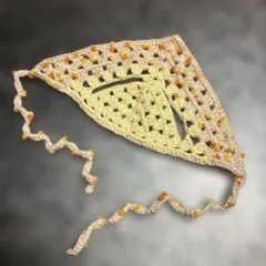ハンドメイド♫ネコちゃんのバブーシュカ♫キラキライエロー×イエローポンポン