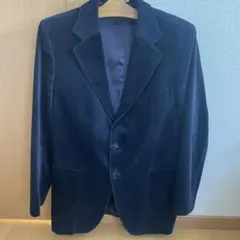 ネイビー ベロアテーラードジャケット