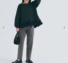 新品　coca ウールライクボンディングテーパードパンツ　グレー　S