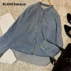 美品BLANCbasque（ブランバスク）ダンガリーパール釦シャツ 2way 