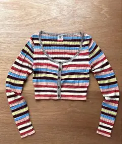 M MISSONI マルチボーダー リブトップス カーディガン風 サイズ40のサムネイル