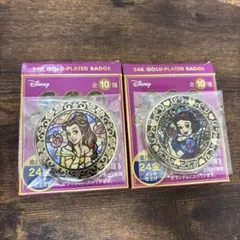ディズニー 24KGOLD PLATED BADGE ベルと白雪姫のセット