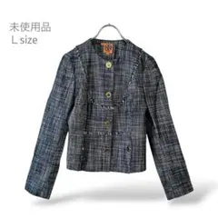 TORY BURCH ツイード ジャケット 金ボタン サイズ4（L相当）ネイビーのサムネイル