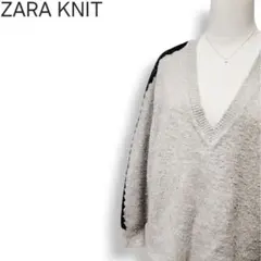 ザラニット レース付きボリュームスリーブ オーバーサイズ Vネックニットセーター