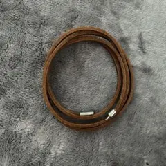 お*ん様 ブラウン 2重巻きブレスレット　革