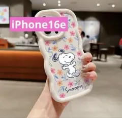 スヌーピー　スマホケース　カバー　花柄　白 iPhone16e