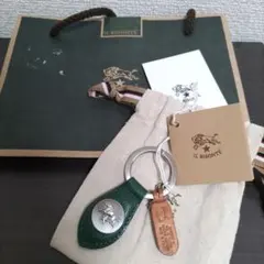 新品 本革 レザー イルビゾンテ キーホルダー キーリング ヴェルデ グリーン