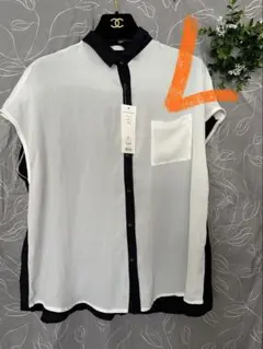 ジーユー GU シフォンコンビブラウス 半袖シャツ L　ゆったり