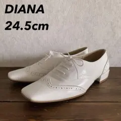 美品！DIANA☆ウィングチップ レースアップシューズ 24.5cm 白