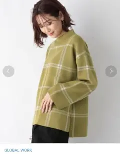 GLOBAL WORK チェック柄ニット Lサイズ