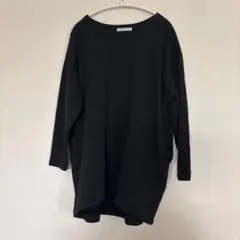 レディース チュニック 長めカットソー 黒 体型カバー