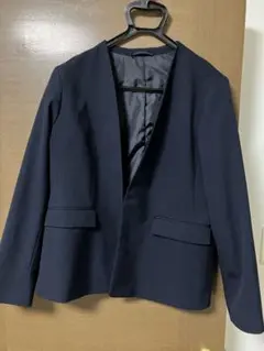 ネイビー ノーカラージャケット