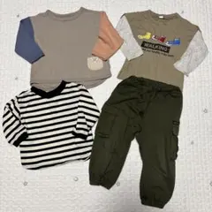 90㎝　男の子　長袖カットソー カーゴパンツ 4点セット