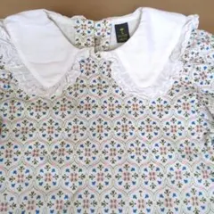 花柄 フリル襟 長袖Tシャツ 110cm