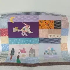 ハンドメイド、パッチワークタペストリー、ハロウィーンの夜