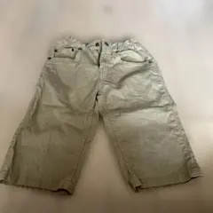 ベージュ ハーフパンツ アメリカ国旗刺繍